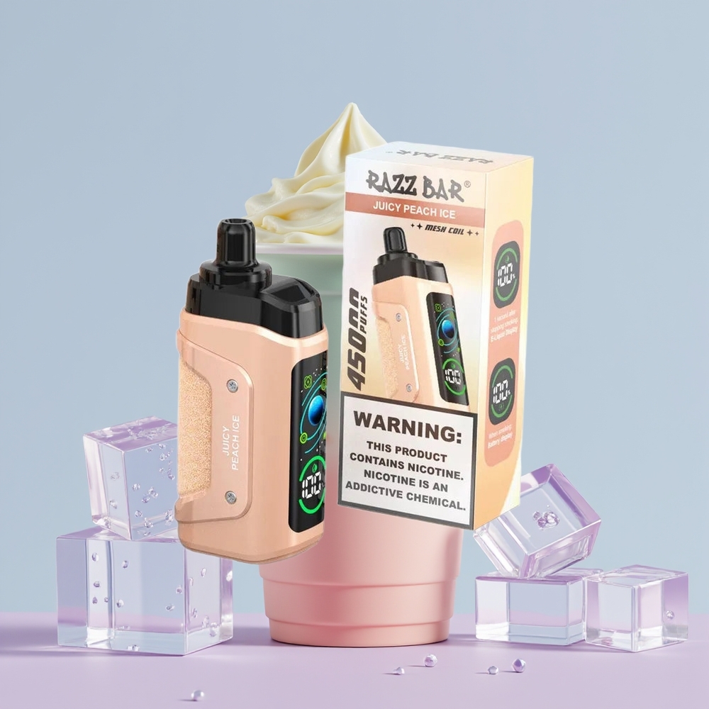 Wholesale Portugal Razz Bar 45000 Puffs Vape Descartável Pêssego Suculento Gelo