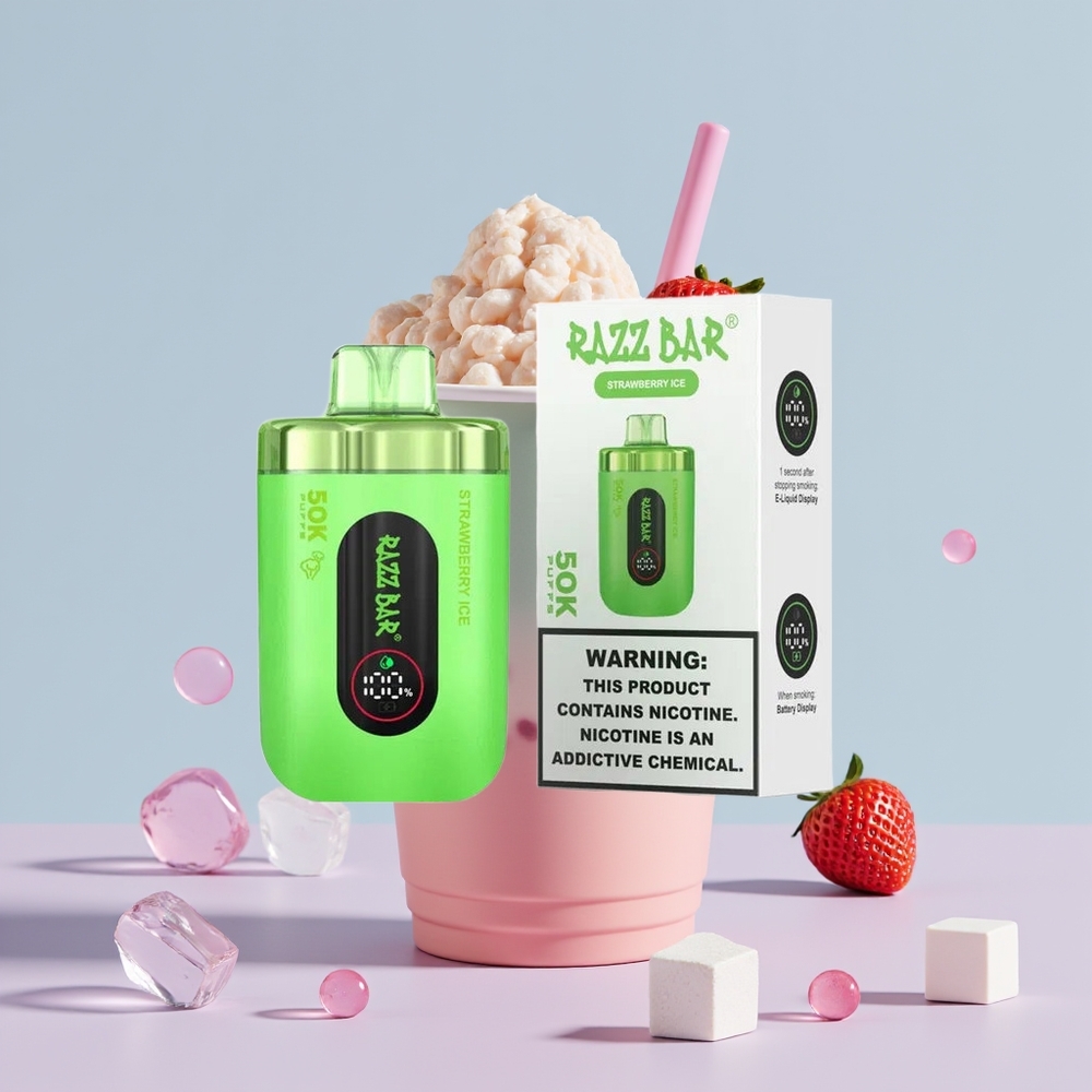 Wholesale Portugal Razz Bar 50K Puffs 2% Nic Morango Gelo Vape Descartável