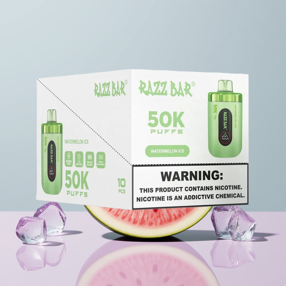 Wholesale Portugal Razz Bar 50K Puffs 2% Nicotina Melancia Gelo Vape Descartável