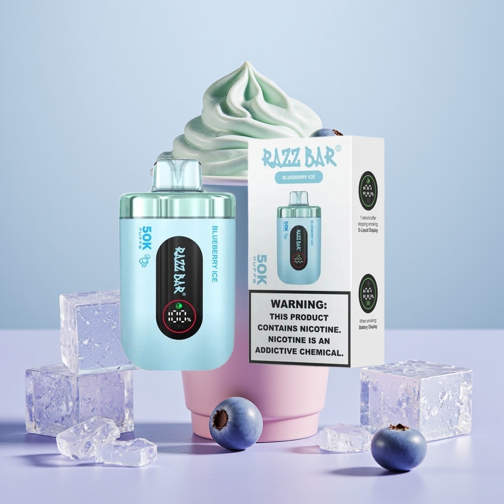 Wholesale Portugal Razz Bar 50K Puffs Recarregável via Type-C Mirtilo Gelo