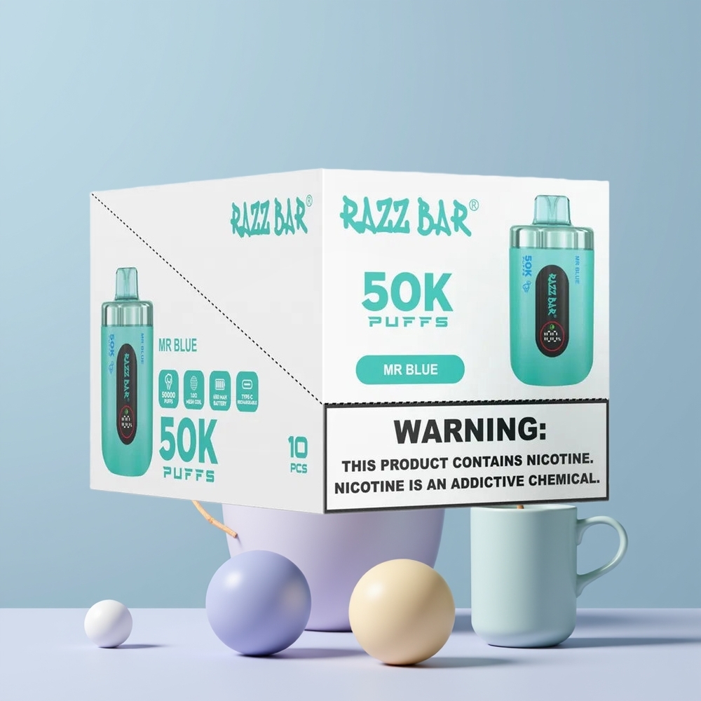 Wholesale Portugal Razz Bar 50K Puffs Recarregável via Type-C Mr Azul