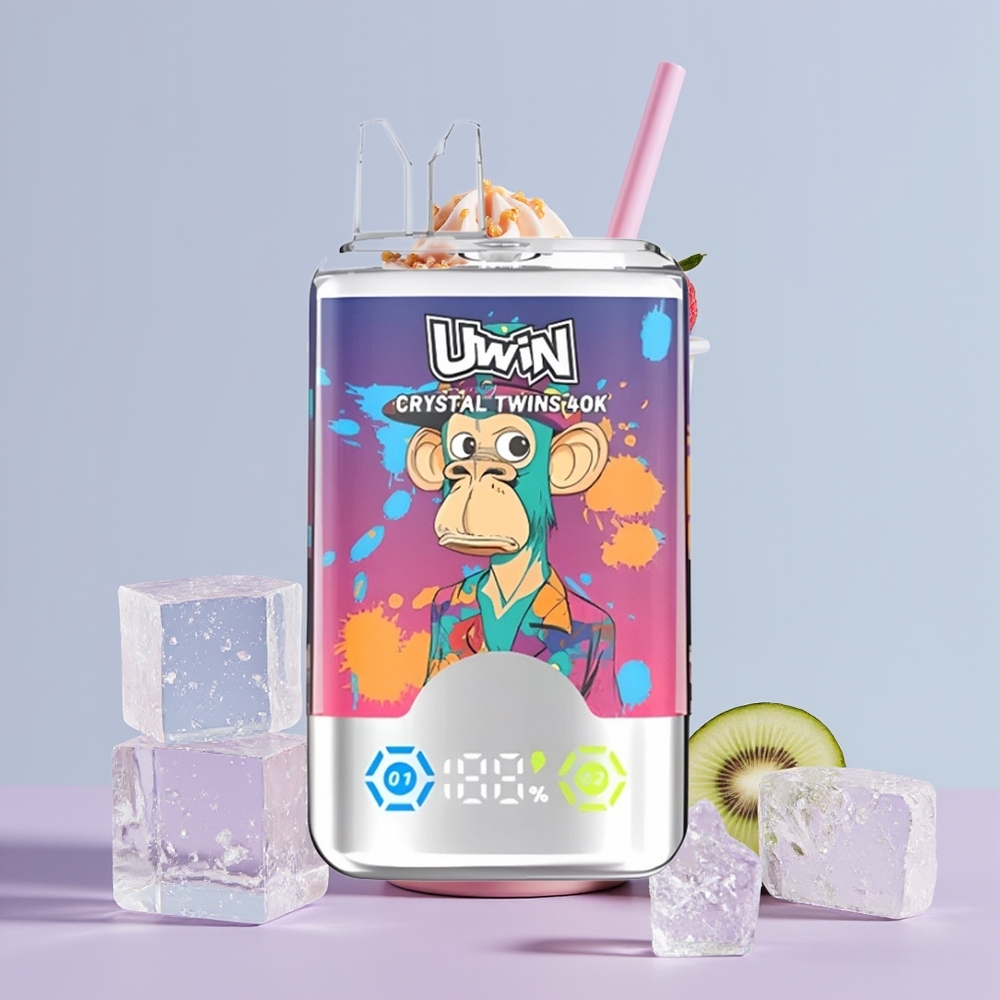 Wholesale Portugal UWIN Crystal Twins 40000 Puffs 32ml Morango Kiwi Uva Gelo