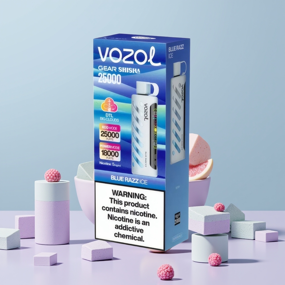 Wholesale Portugal VOZOL Gear Shisha 25000 Puffs S.i.L.C Tech Blue Razz Ice